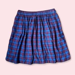Abercrombie Blue & Burgundy Plaid Circle Mini Skirt | NWOT | Academia / Grunge